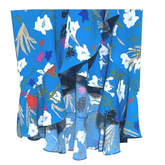 J. Crew Faux Wrap V-Neck Elastic Waist Dress Blue Floral Size Small - Picture 6 of 11